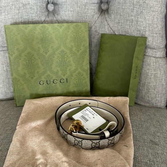 NWT GUCCI belt sz 65 (00) 22 inches b. Ebony/m white - Picture 1 of 5